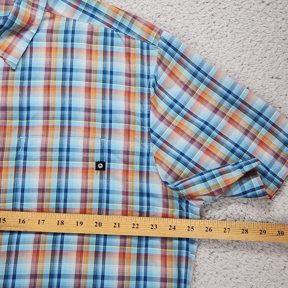 Marmot Shirt Mens XL Multicolor Plaid Short Sleeve Button Up Lightweight Casual - Picture 9 of 14